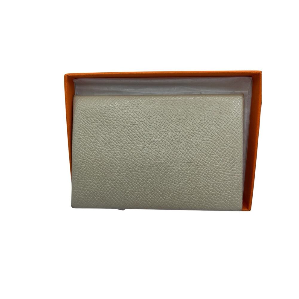Hermes Card Holder Taupe Leather